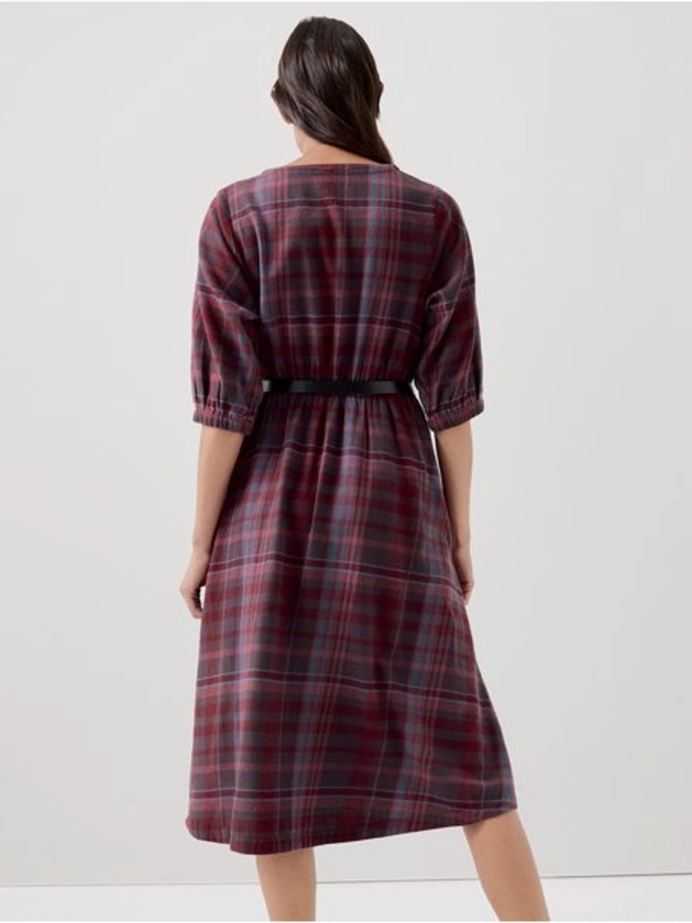 Pact Fireside Flannel Crossover Dress Red XXL Plus Midi Organic Cotton - Picture 2 of 13
